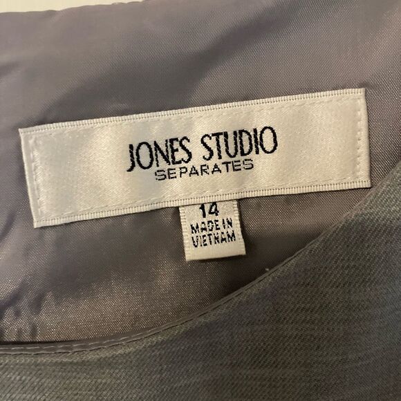 JONES STUDIO Career Evening Out Sleeveless Mini Sheath Gray Below Knee Size 14 - Picture 10 of 11